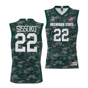 Mady Sissoko Michigan State Spartans #22 Green 2022 Armed Forces Jersey Carrier Classic Game
