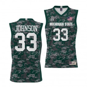 Magic Johnson Michigan State Spartans #33 Green 2022 Armed Forces Jersey Carrier Classic Game