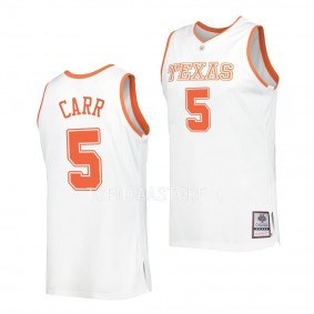 Texas Longhorns Marcus Carr White #5 Throwback Jersey College Basketball