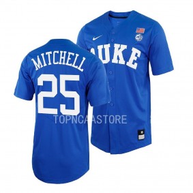 Duke Blue Devils Mark Mitchell Baseball Shirt Royal #25 Jersey Full-Button