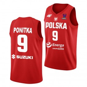 Mateusz Ponitka Poland FIBA EuroBasket 2022 Red #9 Jersey Away