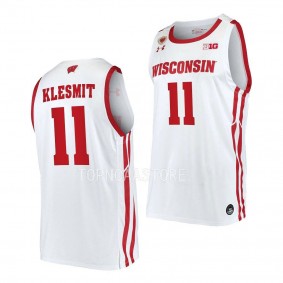Wisconsin Badgers Max Klesmit Home Basketball 2022-23 Replica Jersey White