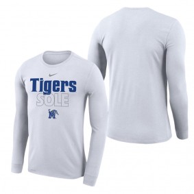 Memphis Tigers On Court Bench Long Sleeve T-Shirt White