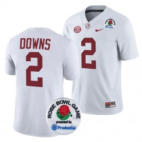 Caleb Downs 2024 Rose Bowl Alabama Crimson Tide #2 Jersey White Men's College Football Playoff Shirt