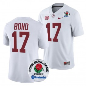 Isaiah Bond 2024 Rose Bowl Alabama Crimson Tide #17 Jersey White Men's College Football Playoff Shirt