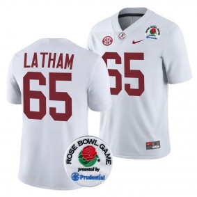 JC Latham 2024 Rose Bowl Alabama Crimson Tide #65 Jersey White Men's College Football Playoff Shirt