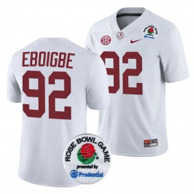 Justin Eboigbe 2024 Rose Bowl Alabama Crimson Tide #92 Jersey White Men's College Football Playoff Shirt