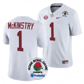 Kool-Aid McKinstry 2024 Rose Bowl Alabama Crimson Tide #1 Jersey White Men's College Football Playoff Shirt