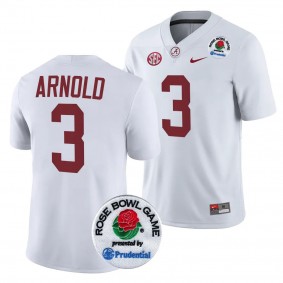 Terrion Arnold 2024 Rose Bowl Alabama Crimson Tide #3 Jersey White Men's College Football Playoff Shirt