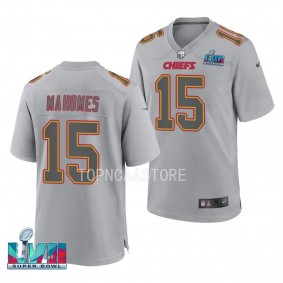 Patrick Mahomes Super Bowl LVII Kansas City Chiefs #15 Jersey Gray Men's Atmosphere Fashion Shirt