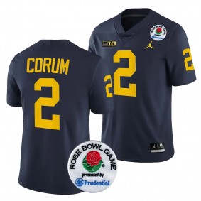Michigan Wolverines Blake Corum 2024 Rose Bowl #2 Navy College Football Playoff Jersey Men's