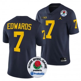 Michigan Wolverines Donovan Edwards 2024 Rose Bowl #7 Navy College Football Playoff Jersey Men's
