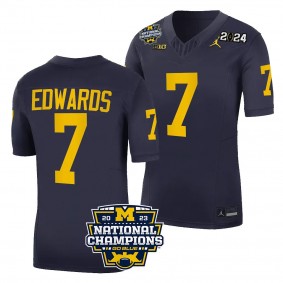 Men's Donovan Edwards Michigan Wolverines CFBPlayoff 2023 National Champions Navy #7 FUSE Limited Jersey