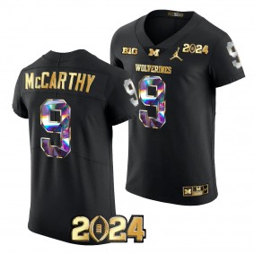 J.J. McCarthy CFBPlayoff 2023 National Champions Michigan Wolverines #9 Jersey Black Men's Golden Diamond Shirt