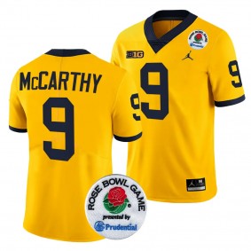 Men's J.J. McCarthy Michigan Wolverines 2024 Rose Bowl Maize #9 College Football Playoff Jersey