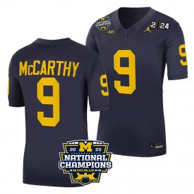 Men's J.J. McCarthy Michigan Wolverines CFBPlayoff 2023 National Champions Navy #9 FUSE Limited Jersey