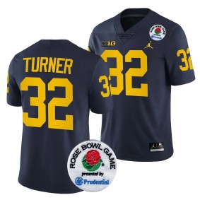 Michigan Wolverines James Turner 2024 Rose Bowl #32 Navy College Football Playoff Jersey Men's