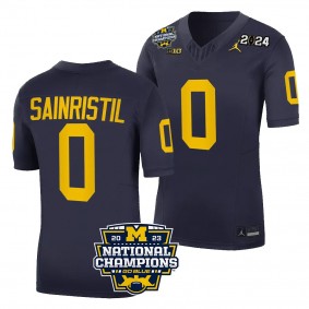 Men's Mike Sainristil Michigan Wolverines CFBPlayoff 2023 National Champions Navy #0 FUSE Limited Jersey