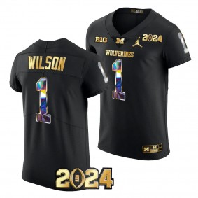 Roman Wilson CFBPlayoff 2023 National Champions Michigan Wolverines #1 Jersey Black Men's Golden Diamond Shirt