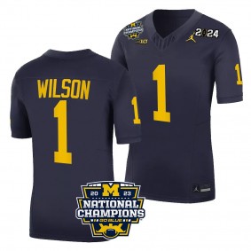 Men's Roman Wilson Michigan Wolverines CFBPlayoff 2023 National Champions Navy #1 FUSE Limited Jersey