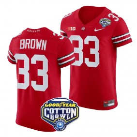 Men's Devin Brown Ohio State Buckeyes 2023 Cotton Bowl Scarlet #33 College Football Playoff Jersey