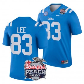 Cayden Lee 2024 Peach Bowl Ole Miss Rebels #83 Jersey Blue Men's College Football Playoff Shirt