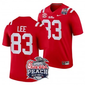 Ole Miss Rebels Cayden Lee 2024 Peach Bowl #83 Red College Football Playoff Jersey Men's