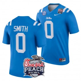 Deion Smith 2024 Peach Bowl Ole Miss Rebels #0 Jersey Blue Men's College Football Playoff Shirt