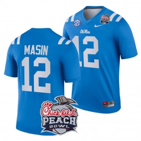 Fraser Masin 2024 Peach Bowl Ole Miss Rebels #12 Jersey Blue Men's College Football Playoff Shirt