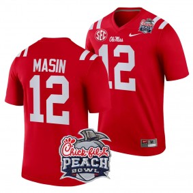 Ole Miss Rebels Fraser Masin 2024 Peach Bowl #12 Red College Football Playoff Jersey Men's