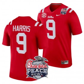 Ole Miss Rebels Tre Harris 2024 Peach Bowl #9 Red College Football Playoff Jersey Men's