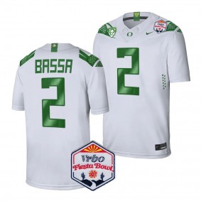 Men's Jeffrey Bassa Oregon Ducks 2024 Fiesta Bowl White #2 College Football Playoff Jersey