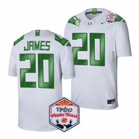 Men's Jordan James Oregon Ducks 2024 Fiesta Bowl White #20 College Football Playoff Jersey