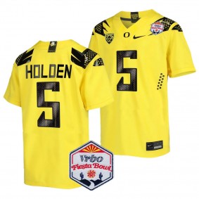 Men's Traeshon Holden Oregon Ducks 2024 Fiesta Bowl Yellow #5 College Football Playoff Jersey
