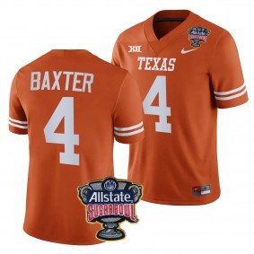 Men's CJ Baxter Texas Longhorns 2024 Sugar Bowl Orange #4 College Football Playoff Jersey