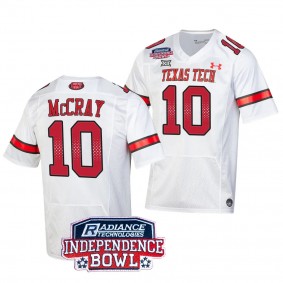 Drae McCray 2023 Independence Bowl Texas Tech Red Raiders #10 Jersey White Men's Football Shirt