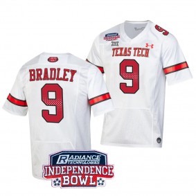 Jerand Bradley 2023 Independence Bowl Texas Tech Red Raiders #9 Jersey White Men's Football Shirt