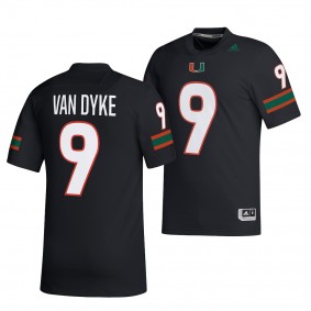 Tyler Van Dyke Miami Hurricanes #9 Black Jersey NIL Football Men's Replica Uniform