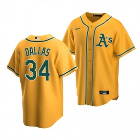 2022 MLB Draft Oakland Athletics #34 Micah Dallas Gold Alternate Replica Jersey