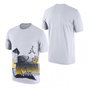 Michigan Wolverines Jordan Brand Basketball 90s Hoop Max T-Shirt White