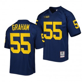 Michigan Wolverines #55 Brandon Graham Authentic Football Navy Mitchell Ness Jersey Men's