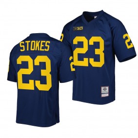 Michigan Wolverines #23 C.J. Stokes Authentic Football Navy Mitchell Ness Jersey Men's