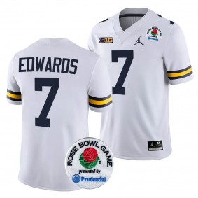 Michigan Wolverines 2024 Rose Bowl Donovan Edwards #7 White Men's College Football Playoff Jersey