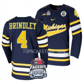 Gavin Brindley Michigan Wolverines Navy Faceoff On The Lake Hockey Jersey 2023