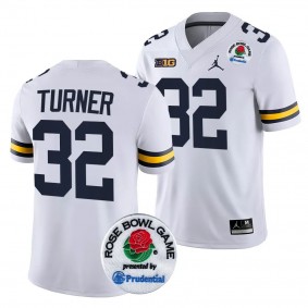 Michigan Wolverines 2024 Rose Bowl James Turner #32 White Men's College Football Playoff Jersey
