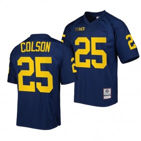 Michigan Wolverines #25 Junior Colson Authentic Football Navy Mitchell Ness Jersey Men's