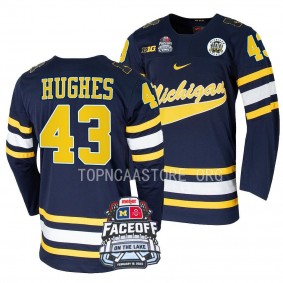 Luke Hughes Michigan Wolverines Navy Faceoff On The Lake Hockey Jersey 2023