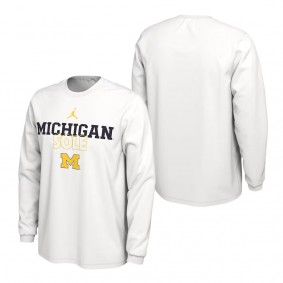 Michigan Wolverines Jordan Brand On Court Long Sleeve T-Shirt White