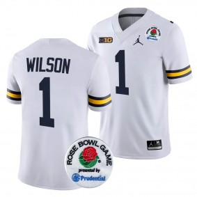 Michigan Wolverines 2024 Rose Bowl Roman Wilson #1 White Men's College Football Playoff Jersey