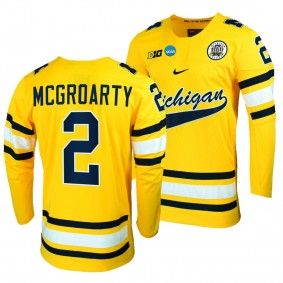 Michigan Wolverines Rutger McGroarty 2023 NCAA Hockey Tournament Maize #2 Jersey